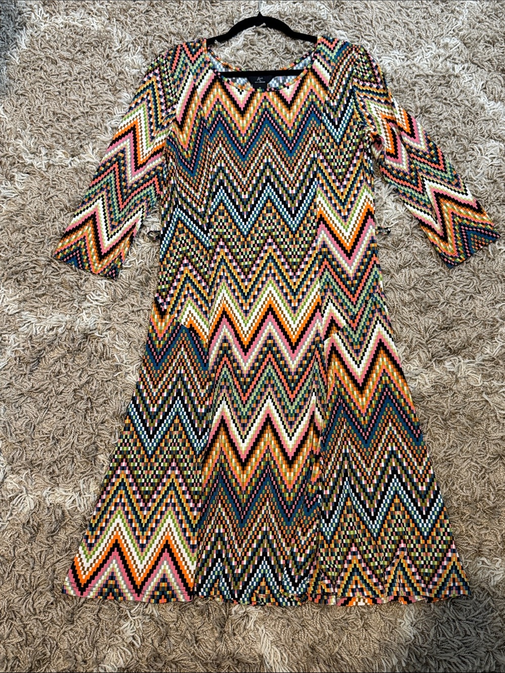 Lennie for Nina Leonard Multicolor Zigzag Chevron Knit Dress No Belt size Medium - Picture 13 of 13